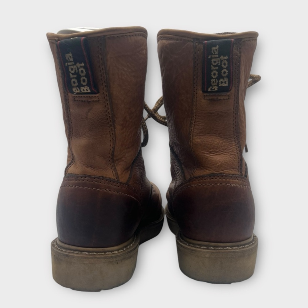 Georgia Wedge Work Boots Mens Size 9 W Barracuda Gold Leather G8152 Good Cond! - Picture 6 of 10